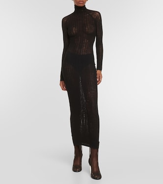 Distressed wool-blend midi dress | Alaïa