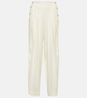 High-rise tapered linen and wool pants | Loro Piana