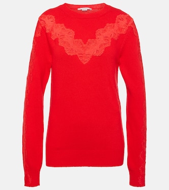 Jersey de lana con ribete de encaje | Stella McCartney