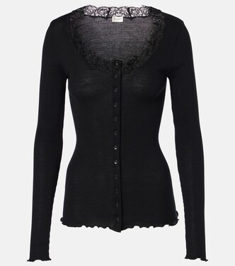 Lace-trimmed wool and silk cardigan | Saint Laurent