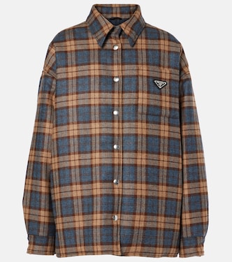 Giacca camicia in lana a quadri | Prada