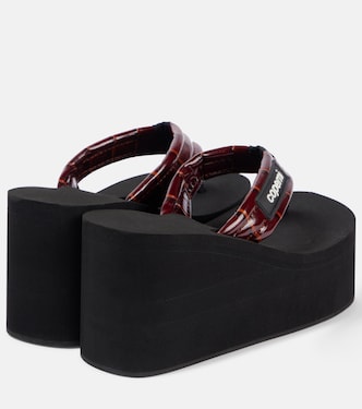 Logo leather platform thong sandals | Coperni