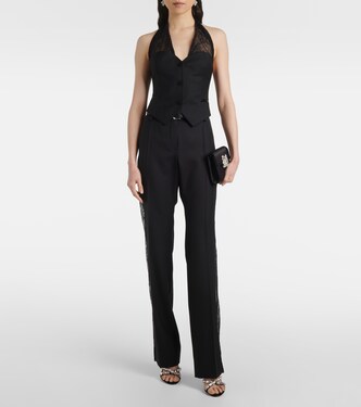 Pantaloni regular in lana con pizzo | Nina Ricci