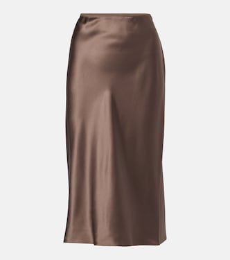 Isaak silk satin midi skirt | Joseph
