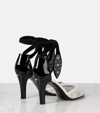 Escarpins Foliefoliage 85 en daim et dentelle | Valentino Garavani