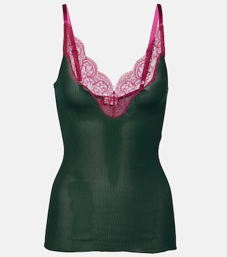 Top aus Seiden-Jersey mit Spitze | Saint Laurent