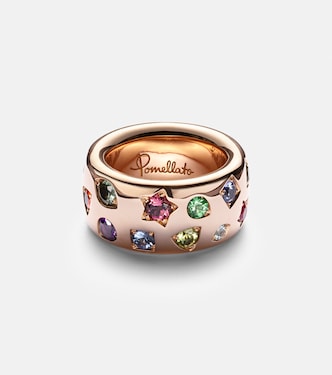 Iconica Large 18kt rose gold ring with gemstones | Pomellato