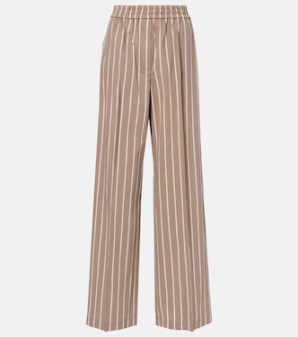 Striped cotton-blend wide-leg pants | Brunello Cucinelli