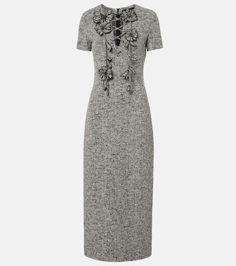 Vestido largo de tweed en mezcla de algodón | Oscar de la Renta
