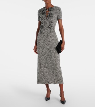 Vestido largo de tweed en mezcla de algodón | Oscar de la Renta
