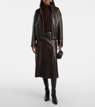 Leather midi skirt | Yves Salomon