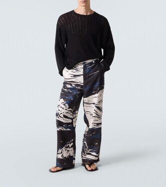 Pointelle cotton and linen sweater | Commas