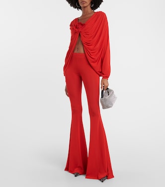 Floral-appliqué draped jersey top | Giuseppe di Morabito