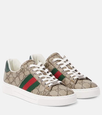 Ace leather-trimmed GG sneakers | Gucci