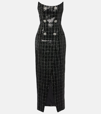 Robe longue en tweed à sequins | Balmain