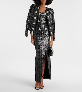 Robe longue en tweed à sequins | Balmain