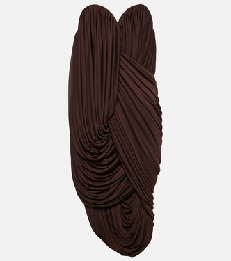 Pleated crêpe jersey bustier dress | Loewe