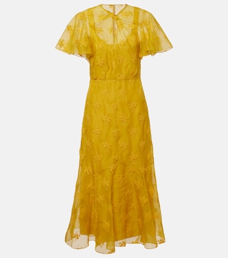 Vestido midi de organza de seda con apliques | Erdem