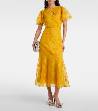 Vestido midi de organza de seda con apliques | Erdem