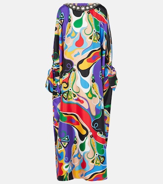 Kaftan Orchidee aus Seide mit Kristallen | Pucci