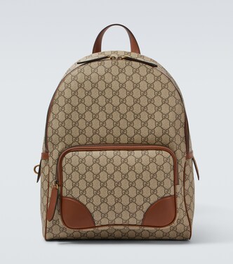 GG Emblem Medium leather-trimmed backpack | Gucci