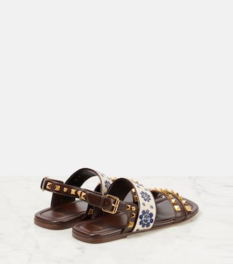 County embroidered leather sandals | Valentino Garavani