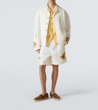 Giacca in lino e cotone bouclé a fiori | Commas