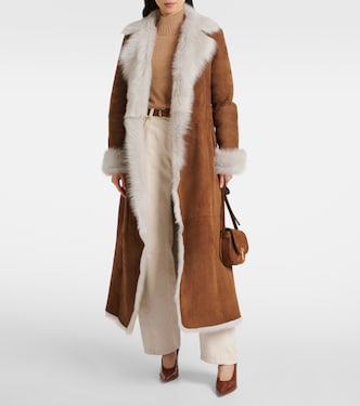 Manteau Joni en daim et shearling | Nour Hammour