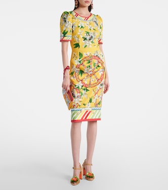 Abito midi in misto cotone con stampa | Dolce&Gabbana