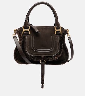 Marcie Small shearling-trimmed suede tote bag | Chloé
