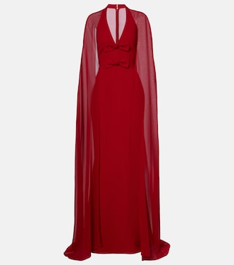 Bow-detail caped silk-blend gown | Elie Saab