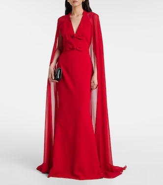 Bow-detail caped silk-blend gown | Elie Saab