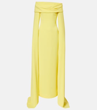 Nuri caped off-shoulder crêpe gown | Solace London