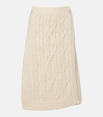 Jupe midi en laine et mohair mélangés | Moncler Grenoble