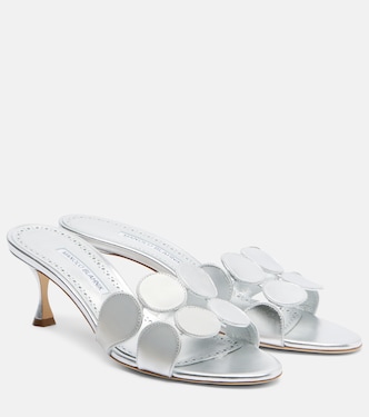Haribalmu 50 metallic leather mules | Manolo Blahnik