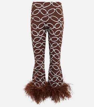 Feather-trimmed printed pants | Valentino
