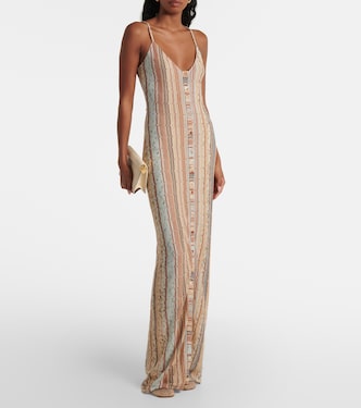 Vestido largo de lamé a rayas | Missoni