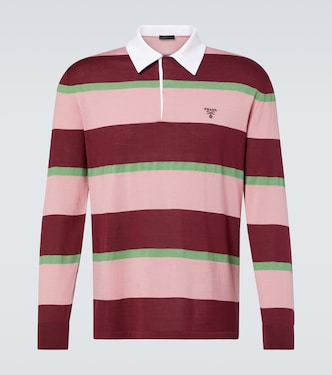 Striped silk and cotton polo shirt | Prada