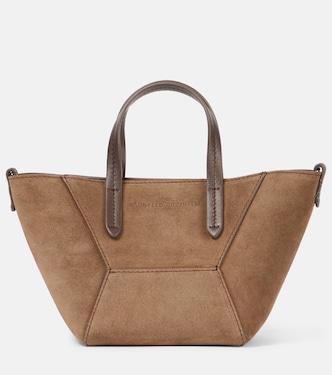 Borsa BC Duo Mini in suede con monili | Brunello Cucinelli