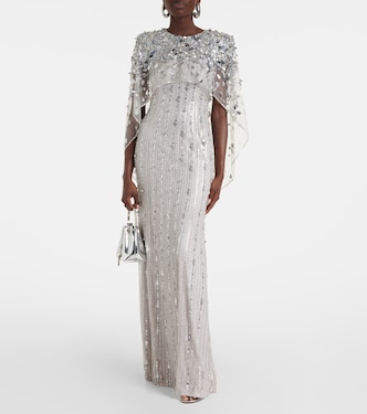 Abito lungo Nettie in tulle con applicazioni | Jenny Packham
