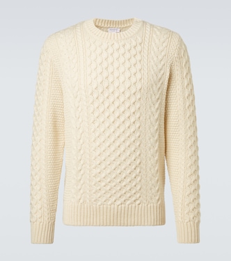Cable-knit wool sweater | Sunspel