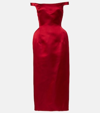 Off-shoulder silk satin midi dress | Magda Butrym