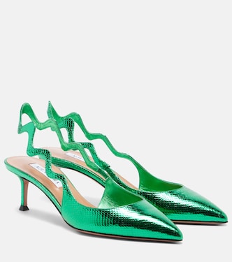Slingback-Pumps Artiste 50 aus Metallic-Leder | Aquazzura