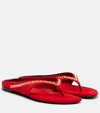 Sun-kissed embellished suede thong sandals | Herbert Levine