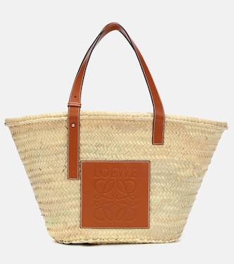 Shopper Large in foglie di palma e pelle | Loewe