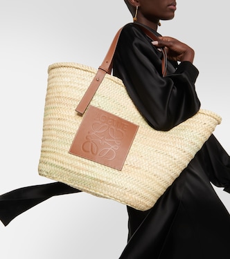 Shopper Large in foglie di palma e pelle | Loewe
