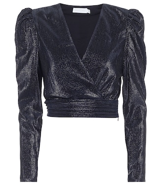 Metallic plissé crop top | Simkhai