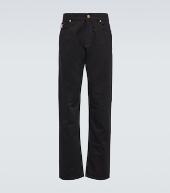 Jeans rectos de tiro medio adornados | Versace