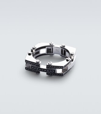 Anello Chrome in oro bianco 14kt con diamanti neri | Rainbow K