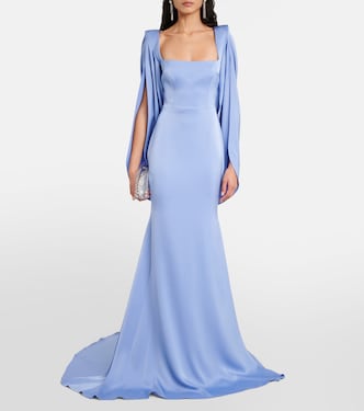 Caped crêpe satin gown | Alex Perry